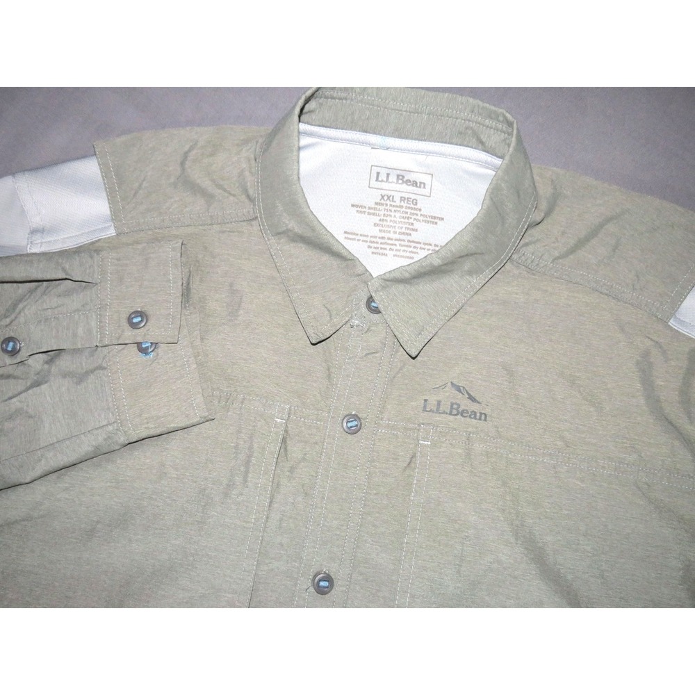 L.L. Bean Long Sleeved Nylon Blend Vented Button Up Fishing Shirt Men's XXL